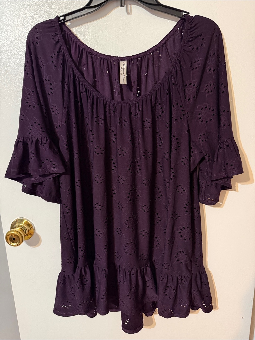 Perseption Plum Eyelet Peasant Tunic